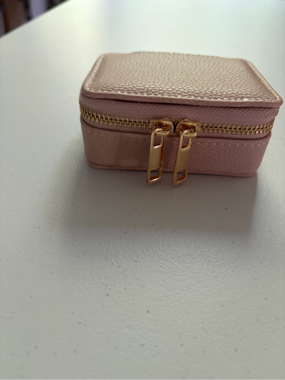 Four Corners Weekly Pill Organizer/Jewelry Travel Case  Blush with Gold Hardware
